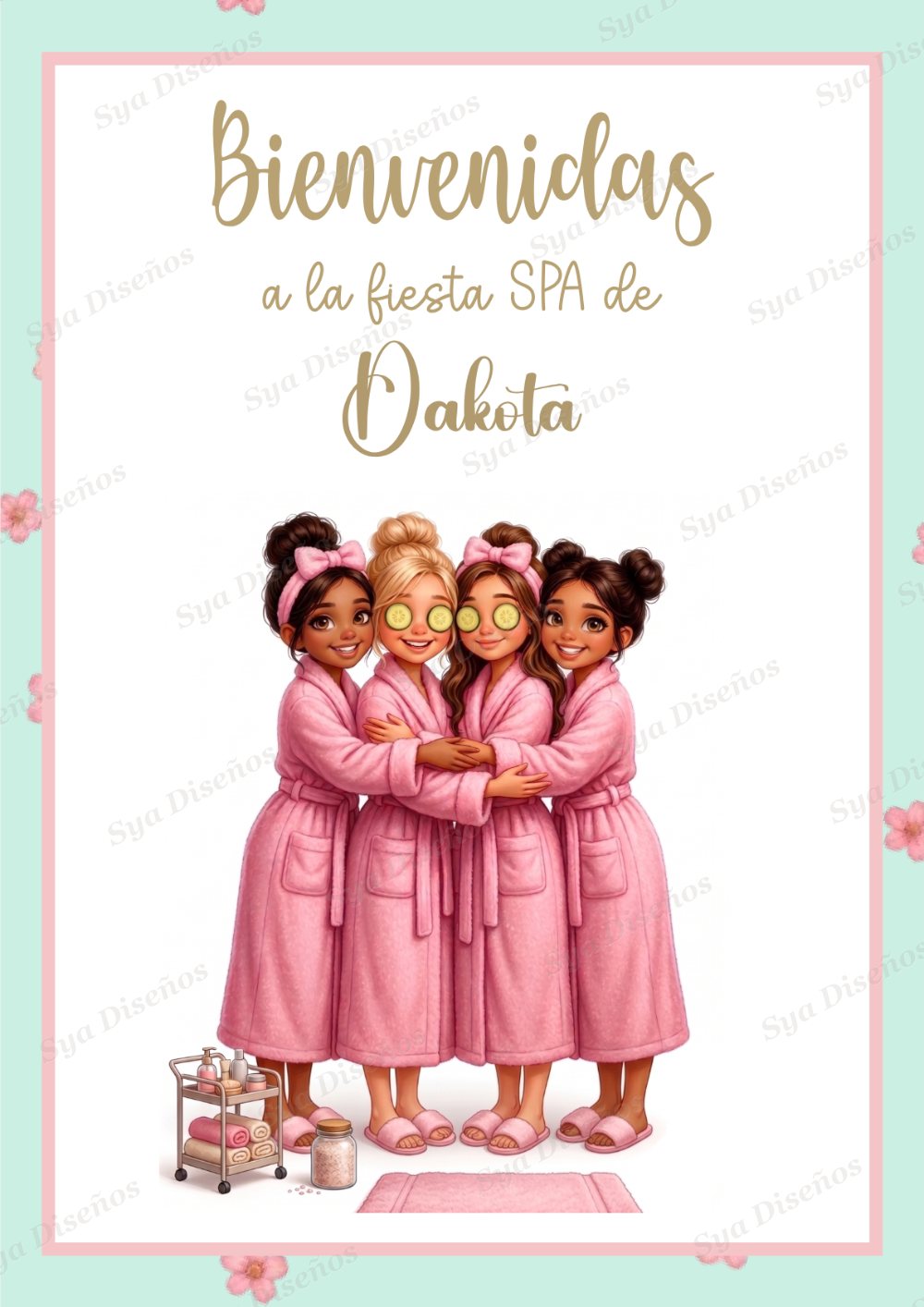 Cartel de bienvenida para fiesta SPA infantil Dakota